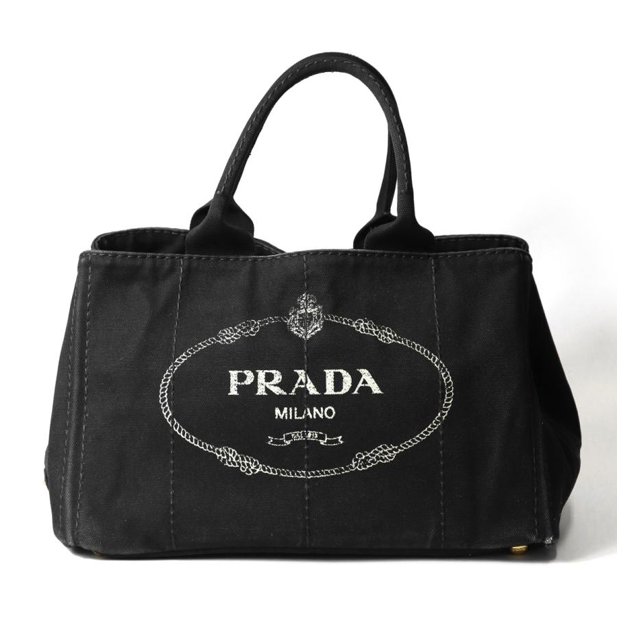 最終お値下げです！ PRADA カナパ　Mサイズ　黒 キャンバス トートバッグ PRADA（プラダ） カナパM トートバッグ キャンバス ブラック