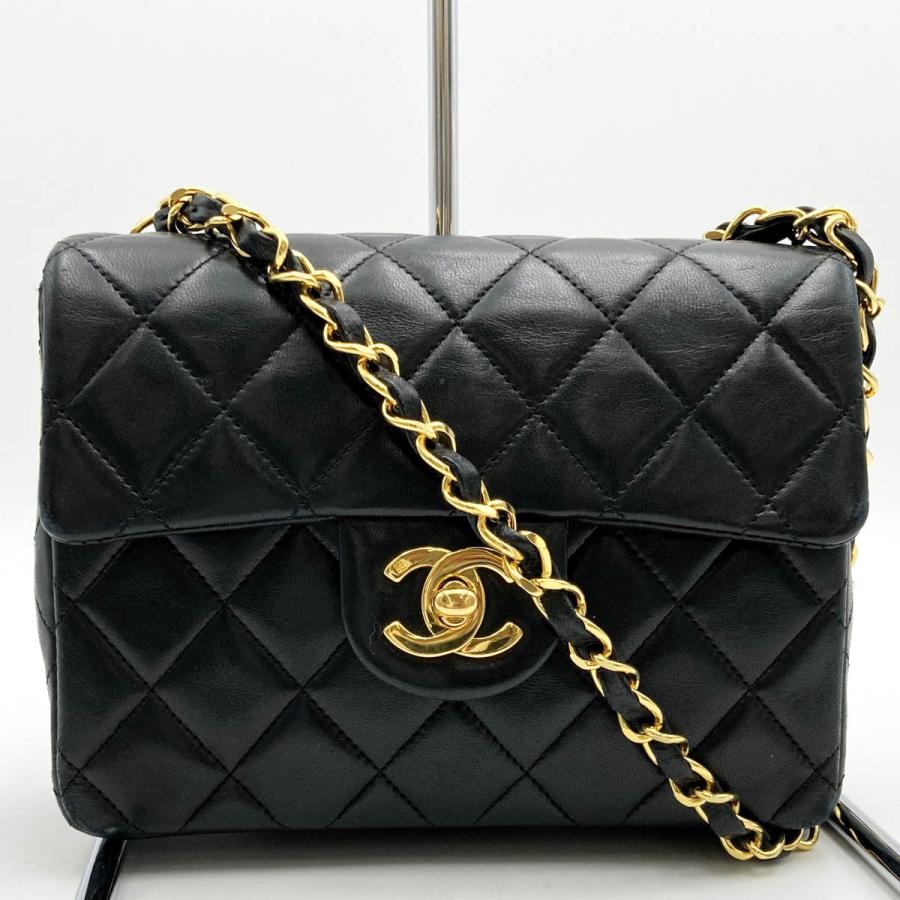 美品 CHANEL ミニマトラッセ チェーン ショルダーバッグ 黒