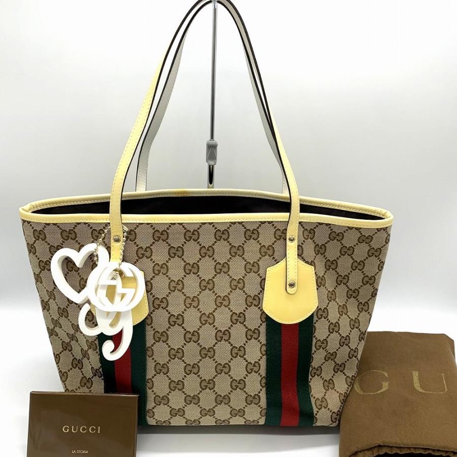 GUCCIトートバッグGGキャンバスシェリーラインチャーム付き