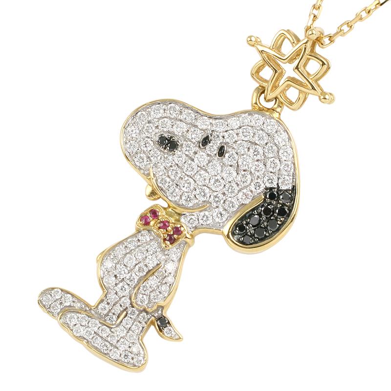 18金 スヌーピー ネックレス Swanky Snoopy Diamond Pendant/おしゃれ スヌーピー ダイヤモンド ペンダント
