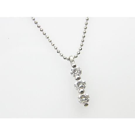 ３石ダイヤ 計 0.700ct　H　SI2 ＆ SI1　GOOD　PT製　ダイヤモンドペンダント