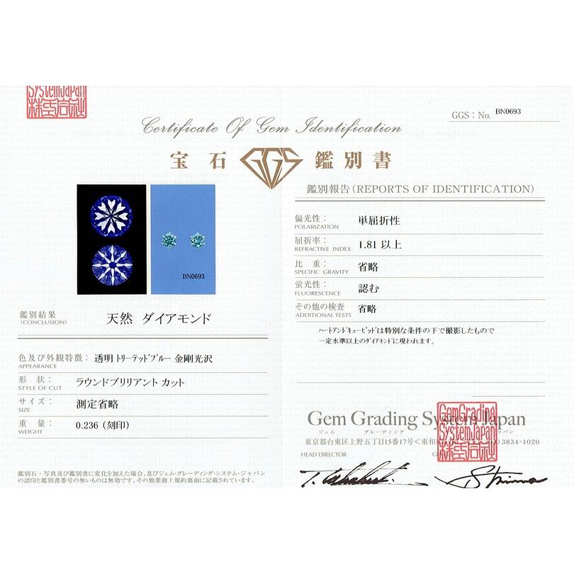 計 0.236ct Treated Blue（色処理）ダイヤ H&C PT900製 ダイヤモンド 