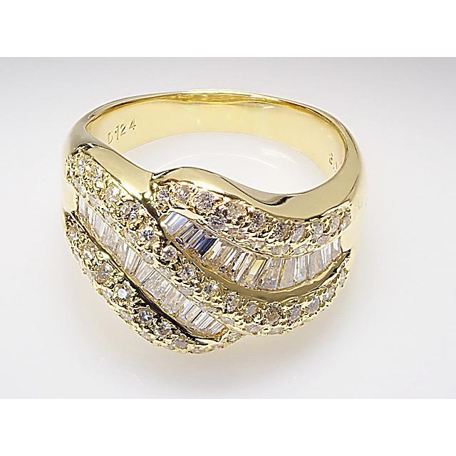計 1.24ct テーパー＆メレ K18製 ダイヤモンドリング : ジュエリー