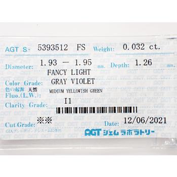 ヴァイオレットダイヤモンド ルース 0.032ct FANCY LIGHT GRAY VIOLET 