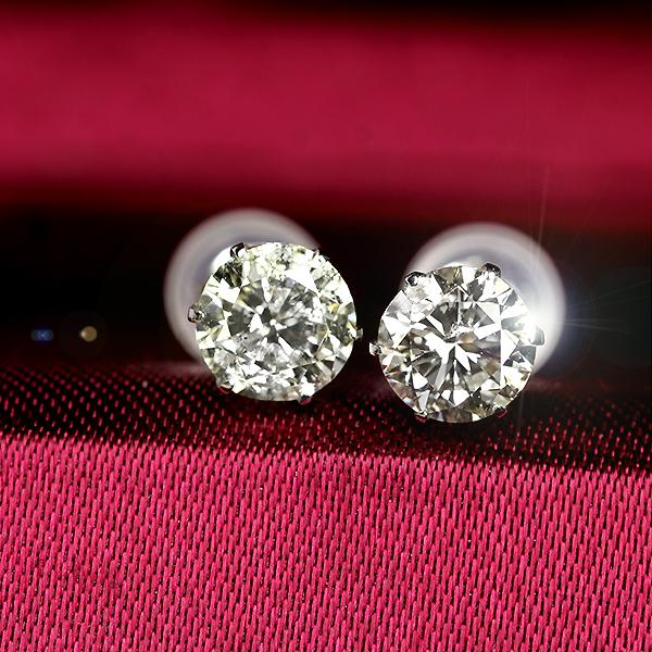 ダイヤモンド ピアス 一粒 1.5ct プラチナ Pt900 6本爪 0.75×0.75ct