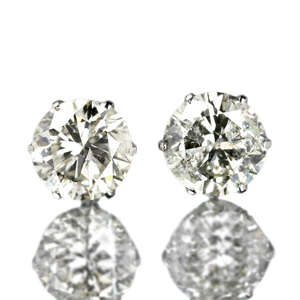 ダイヤモンド ピアス 一粒 1.5ct プラチナ Pt900 6本爪 0.75×0.75ct