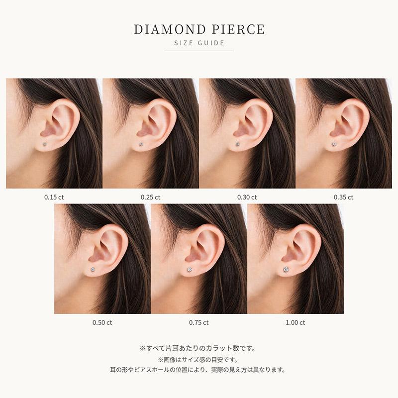 ダイヤモンド ピアス 一粒 1.5ct プラチナ Pt900 6本爪 0.75×0.75ct