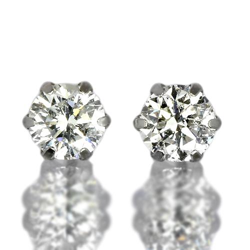 ダイヤモンド ピアス 一粒 0.6ct プラチナ Pt900 6本爪 0.3×0.3ct スタッド シンプル 保証書付 普段使い ギフト プレゼント クリスマス 記念日の画像