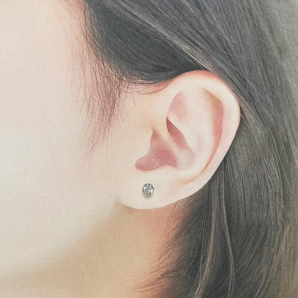 ダイヤモンド ピアス 一粒 0.6ct プラチナ Pt900 6本爪 0.3×0.3ct スタッド シンプル 保証書付 普段使い ギフト プレゼント クリスマス 記念日の画像