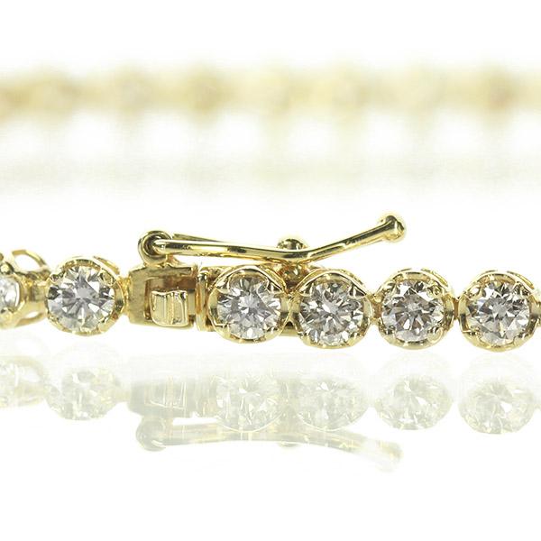 テニスブレスレット 天然ダイヤモンド 3カラット K18イエローゴールド