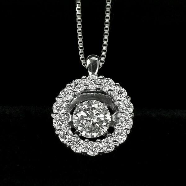 ダンシングストーン ダイヤモンド ネックレス 0.5ct プラチナ Pt900 揺れる ネックレス ダンシングダイヤ 取り巻き クロスフォー 正規品 鑑別書付 保証書付の画像