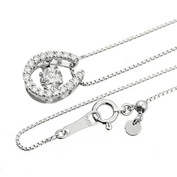 ダンシングストーン ダイヤモンド ネックレス 0.4ct プラチナ Pt900 揺れる ネックレス ダンシングダイヤ 馬蹄 ホースシュー クロスフォー 正規品 鑑別書付の画像