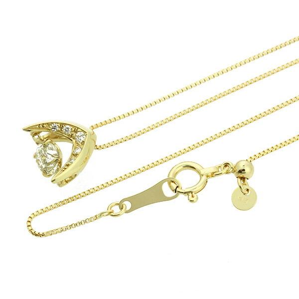 ダンシングストーン ダイヤモンド ネックレス 0.3ct K18 イエローゴールド 揺れる ネックレス ダンシングダイヤ V字 逆V字型 クロスフォー 正規品 鑑別書付の画像