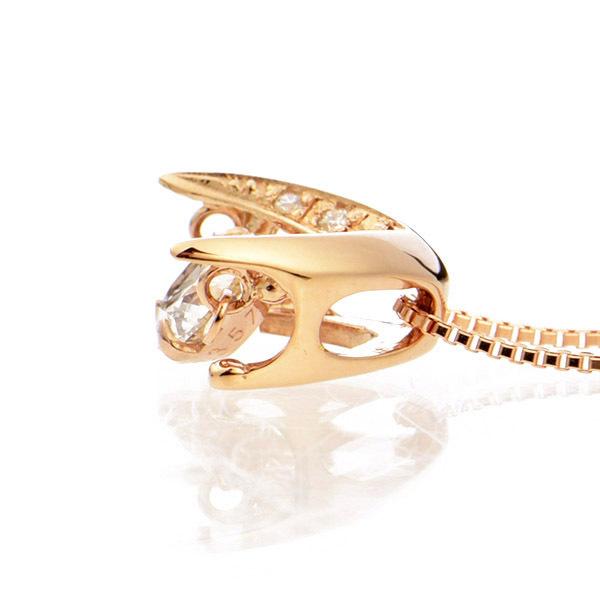 ダンシングストーン ダイヤモンド ネックレス 0.3ct K18 ピンクゴールド 揺れる ネックレス ダンシングダイヤ V字 逆V字型 クロスフォー 正規品 鑑別書付の画像