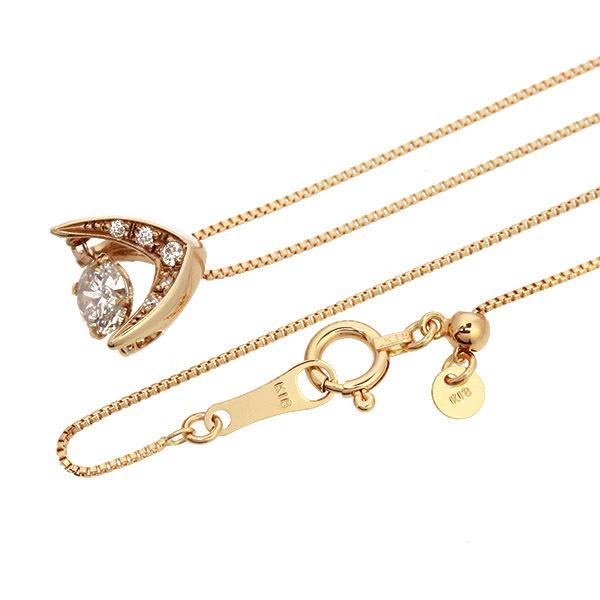 ダンシングストーン ダイヤモンド ネックレス 0.3ct K18 ピンクゴールド 揺れる ネックレス ダンシングダイヤ V字 逆V字型 クロスフォー 正規品 鑑別書付の画像
