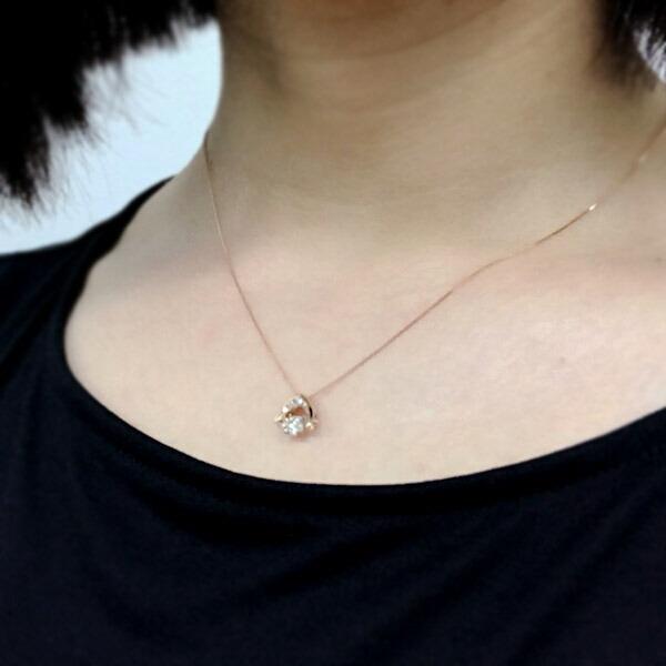 ダンシングストーン ダイヤモンド ネックレス 0.3ct K18 ピンクゴールド 揺れる ネックレス ダンシングダイヤ V字 逆V字型 クロスフォー 正規品 鑑別書付の画像
