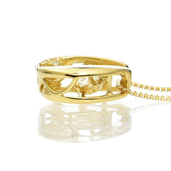 ダンシングストーン ダイヤモンド ネックレス 0.28ct K18 イエローゴールド 揺れる ネックレス ダンシングダイヤ 馬蹄 ホースシュー クロスフォー 正規品の画像