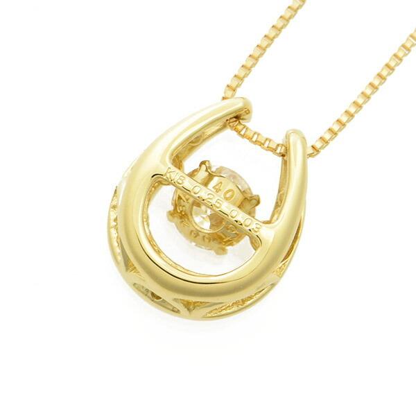 ダンシングストーン ダイヤモンド ネックレス 0.28ct K18 イエローゴールド 揺れる ネックレス ダンシングダイヤ 馬蹄 ホースシュー クロスフォー 正規品の画像