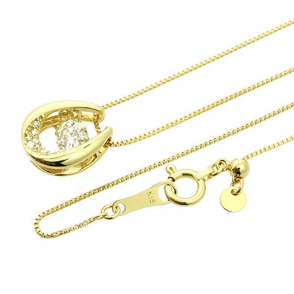 ダンシングストーン ダイヤモンド ネックレス 0.28ct K18 イエローゴールド 揺れる ネックレス ダンシングダイヤ 馬蹄 ホースシュー クロスフォー 正規品の画像
