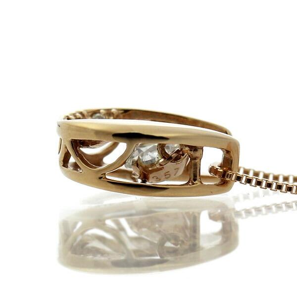 ダンシングストーン ダイヤモンド ネックレス 0.28ct K18 ピンクゴールド 揺れる ネックレス ダンシングダイヤ 馬蹄 ホースシュー クロスフォー 正規品の画像