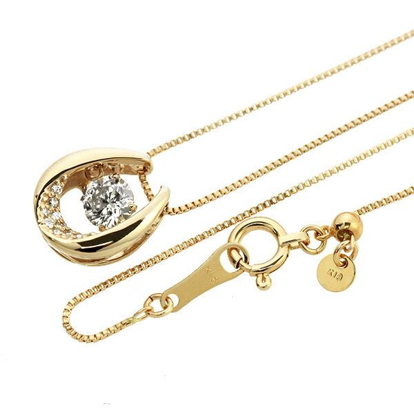 ダンシングストーン ダイヤモンド ネックレス 0.28ct K18 ピンクゴールド 揺れる ネックレス ダンシングダイヤ 馬蹄 ホースシュー クロスフォー 正規品の画像