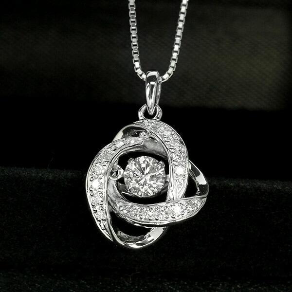 ダンシングストーン ダイヤモンド ネックレス 0.4ct プラチナ Pt900 揺れる ネックレス ダンシングダイヤ クロスフォー 正規品 鑑別書付 保証書付の画像