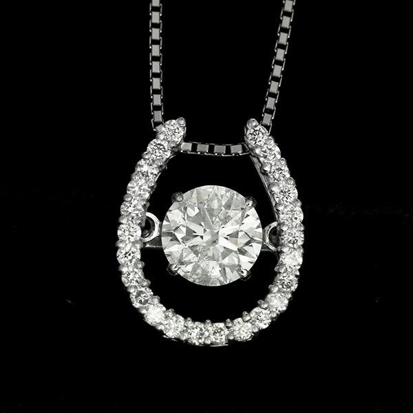 ダンシングストーン ダイヤモンド ネックレス 0.6ct プラチナ Pt900 揺れる ネックレス ダンシングダイヤ 馬蹄 ホースシュー クロスフォー 正規品 鑑別書付の画像