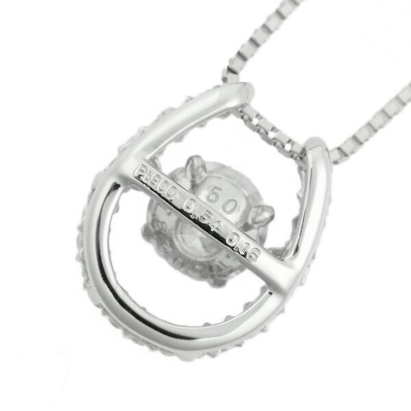 ダンシングストーン ダイヤモンド ネックレス 0.6ct プラチナ Pt900 揺れる ネックレス ダンシングダイヤ 馬蹄 ホースシュー クロスフォー 正規品 鑑別書付の画像