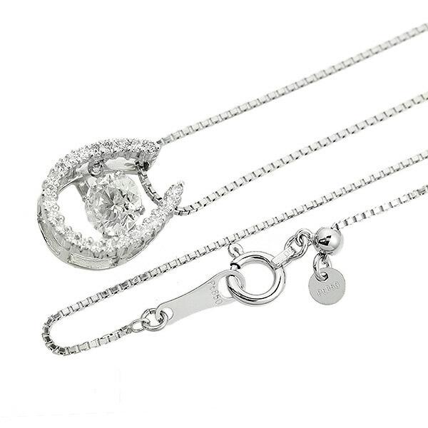 ダンシングストーン ダイヤモンド ネックレス 0.6ct プラチナ Pt900 揺れる ネックレス ダンシングダイヤ 馬蹄 ホースシュー クロスフォー 正規品 鑑別書付の画像