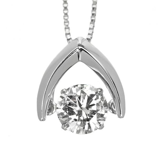 ダンシングストーン ダイヤモンド ネックレス 0.5ct Pt900 Hカラー SI2 エクセレントカット 揺れる ネックレス V字 逆V字型 クロスフォー 正規品 鑑定書付の画像