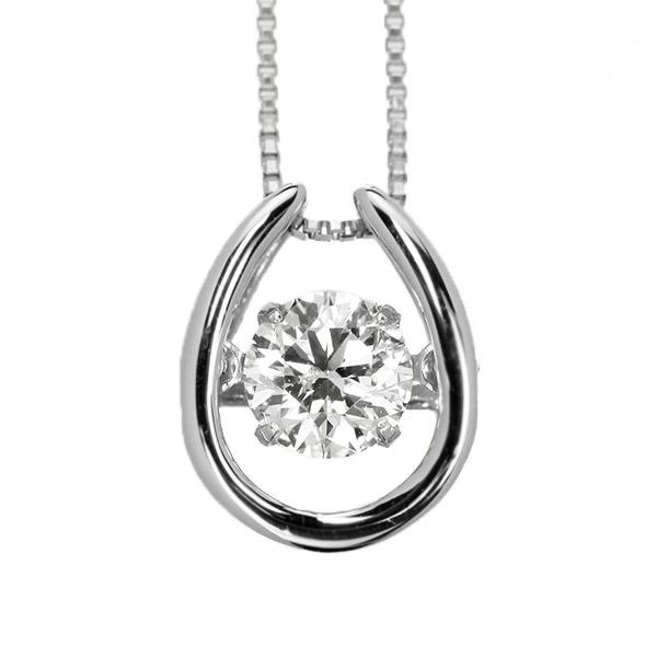 ダンシングストーン ダイヤモンド ネックレス 0.3ct Pt900 Hカラー SI2 エクセレントカット 揺れる ネックレス 馬蹄 クロスフォー 正規品 鑑定書付の画像