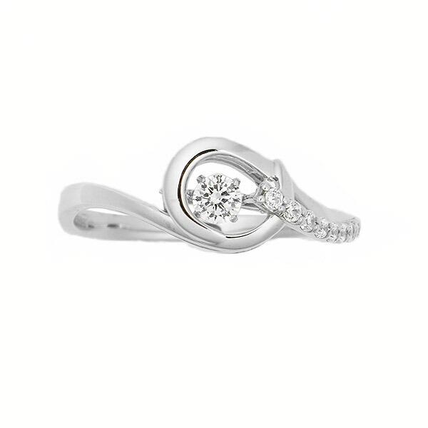 ダンシングストーン ダイヤモンド リング 0.1ct プラチナ Pt900 揺れる リング ダンシングダイヤ クロスフォー 正規品 鑑別書付 保証書付 ギフト プレゼントの画像