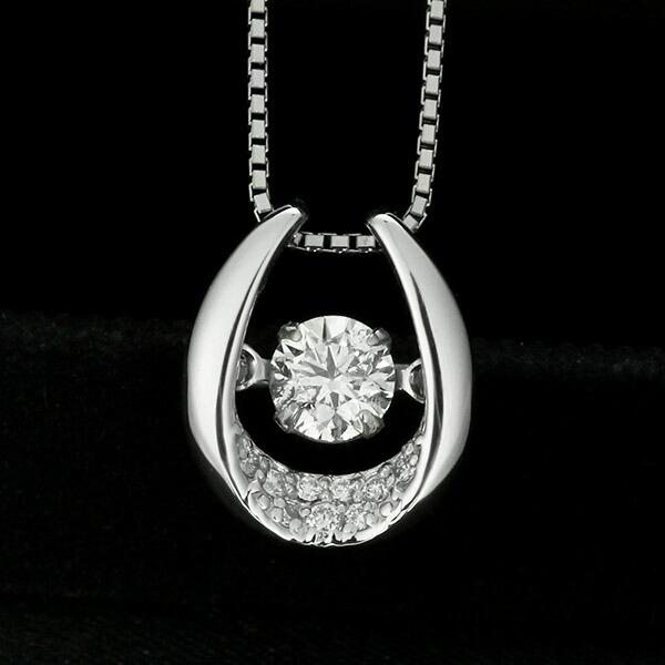 ダンシングストーン ダイヤモンド ネックレス 0.3ct プラチナ Pt900 揺れる ネックレス ダンシングダイヤ 馬蹄 ホースシュー クロスフォー 正規品 鑑別書付の画像