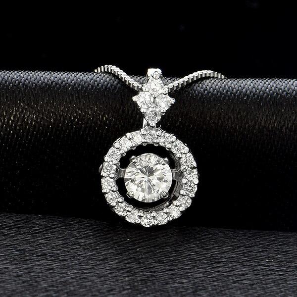 ダンシングストーン ダイヤモンド ネックレス 0.3ct プラチナ Pt900 揺れる ネックレス ダンシングダイヤ 取り巻き クロスフォー 正規品 鑑別書付 保証書付の画像