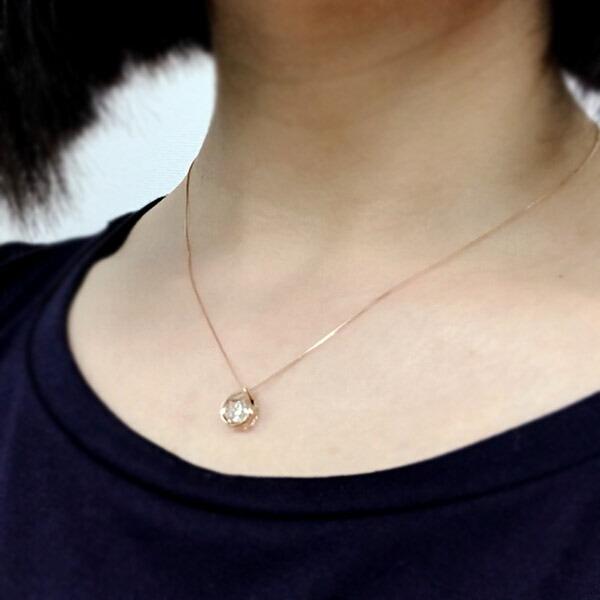 ダンシングストーン ダイヤモンド ネックレス 0.5ct K18 ピンク