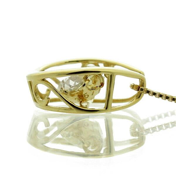 ダンシングストーン ダイヤモンド ネックレス 0.5ct K18 イエローゴールド 揺れる ネックレス ダンシングダイヤ 馬蹄 ホースシュー クロスフォー 正規品の画像