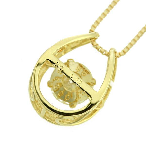 ダンシングストーン ダイヤモンド ネックレス 0.5ct K18 イエローゴールド 揺れる ネックレス ダンシングダイヤ 馬蹄 ホースシュー クロスフォー 正規品の画像