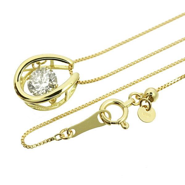 ダンシングストーン ダイヤモンド ネックレス 0.5ct K18 イエローゴールド 揺れる ネックレス ダンシングダイヤ 馬蹄 ホースシュー クロスフォー 正規品の画像