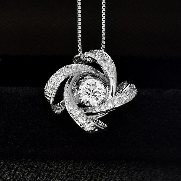 ダンシングストーン ダイヤモンド ネックレス 0.2ct プラチナ Pt900 揺れる ネックレス ダンシングダイヤ クロスフォー 正規品 鑑別書付 保証書付の画像