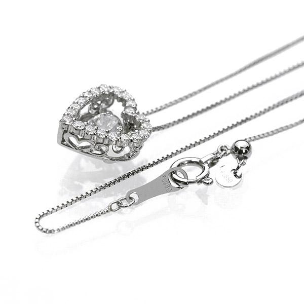ダンシングストーン ダイヤモンド ネックレス 0.4ct プラチナ Pt900 揺れる ネックレス ダンシングダイヤ ハート クロスフォー 正規品 鑑別書付 保証書付の画像