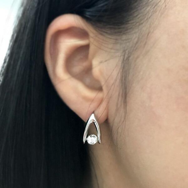 ダンシングストーン ダイヤモンド ピアス 1.0ct プラチナ Pt900 0.5×0.5ct 揺れる ピアス V字 逆V字型 クロスフォー 正規品 鑑別書付 保証書付の画像