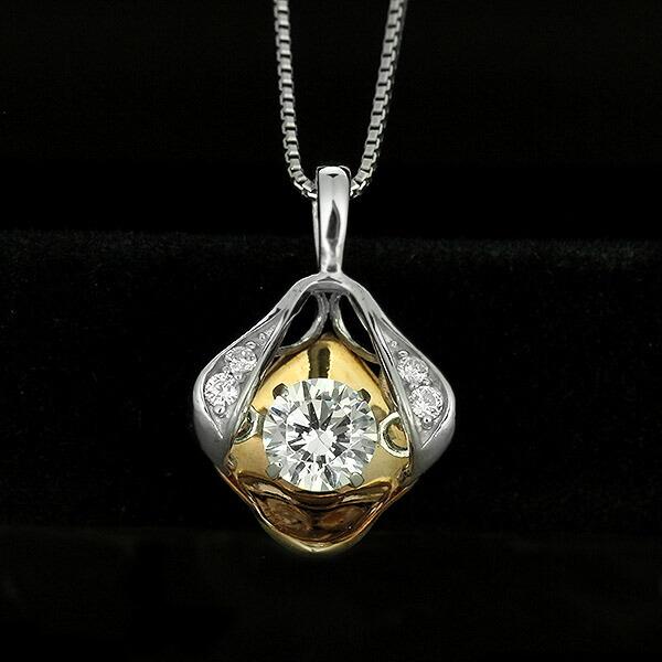 ダンシングストーン ダイヤモンド ネックレス 0.2ct プラチナ K18 ピンクゴールド 揺れる ネックレス ダンシングダイヤ クロスフォー 正規品 鑑別書付の画像