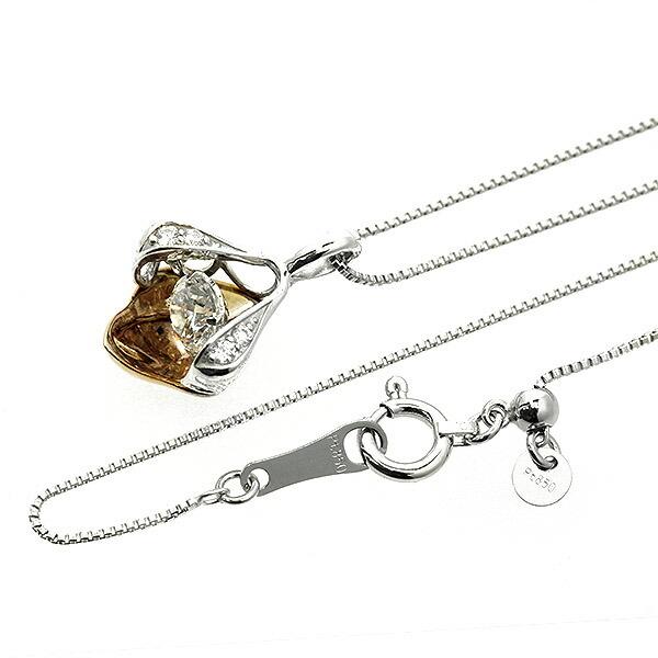 ダンシングストーン ダイヤモンド ネックレス 0.2ct プラチナ K18 ピンクゴールド 揺れる ネックレス ダンシングダイヤ クロスフォー 正規品 鑑別書付の画像