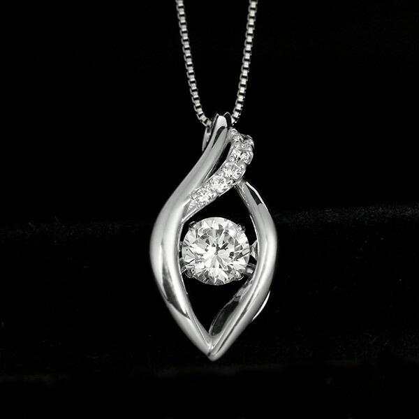 ダンシングストーン ダイヤモンド ネックレス 0.3ct プラチナ Pt900 揺れる ネックレス ダンシングダイヤ クロスフォー 正規品 鑑別書付 保証書付の画像