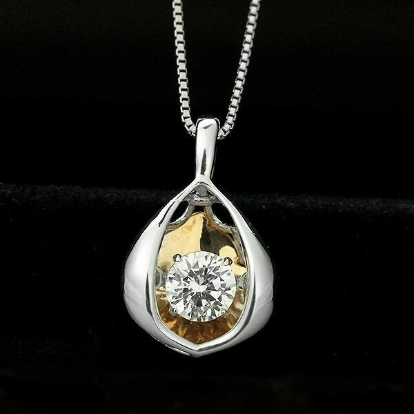 ダンシングストーン ダイヤモンド ネックレス 0.2ct プラチナ K18 ピンクゴールド 揺れる ネックレス ダンシングダイヤ クロスフォー 正規品 鑑別書付の画像