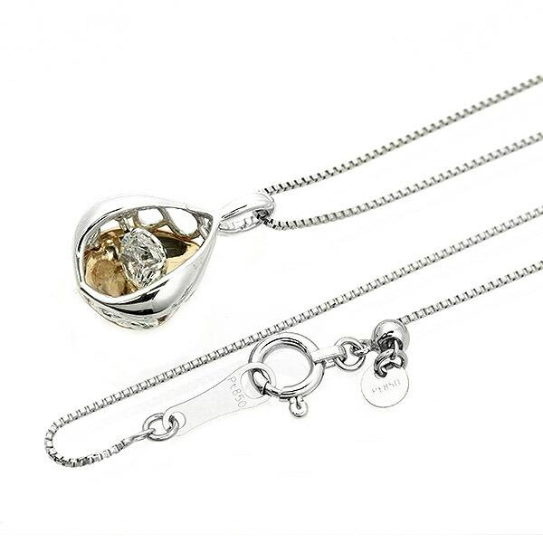 ダンシングストーン ダイヤモンド ネックレス 0.2ct プラチナ K18 ピンクゴールド 揺れる ネックレス ダンシングダイヤ クロスフォー 正規品 鑑別書付の画像