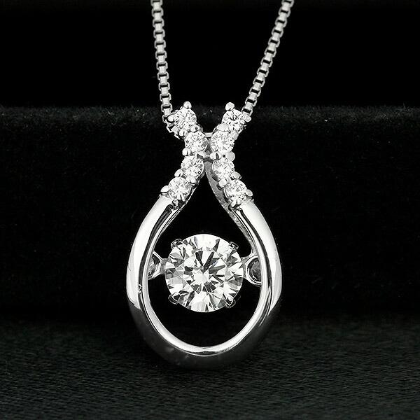 ダンシングストーン ダイヤモンド ネックレス 0.2ct プラチナ Pt900 揺れる ネックレス ダンシングダイヤ クロスフォー 正規品 鑑別書付 保証書付の画像