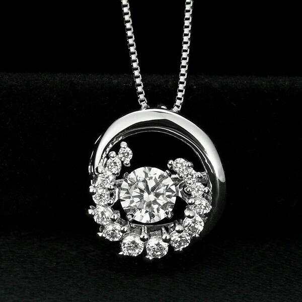 ダンシングストーン ダイヤモンド ネックレス 0.3ct プラチナ Pt900 揺れる ネックレス ダンシングダイヤ クロスフォー 正規品 鑑別書付 保証書付の画像