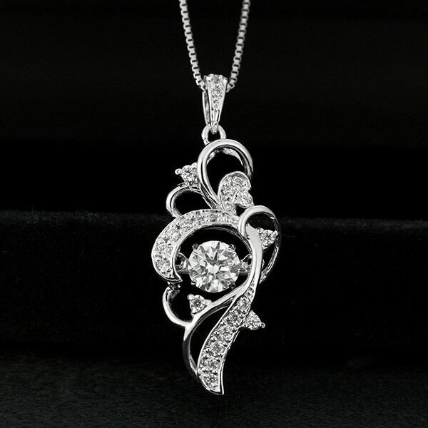 ダンシングストーン ダイヤモンド ネックレス 0.3ct プラチナ Pt900 揺れる ネックレス ダンシングダイヤ クロスフォー 正規品 鑑別書付 保証書付の画像