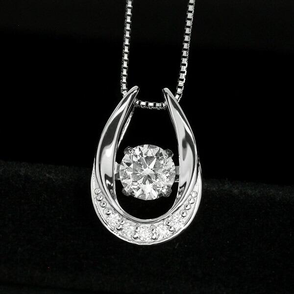 ダンシングストーン ダイヤモンド ネックレス 0.3ct プラチナ Pt900 揺れる ネックレス ダンシングダイヤ 馬蹄 ホースシュー クロスフォー 正規品 鑑別書付の画像